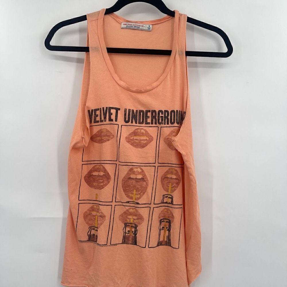 Junk Food Clothing Co. Women's Orange Velvet Underground Orange Tank Top Size Sm